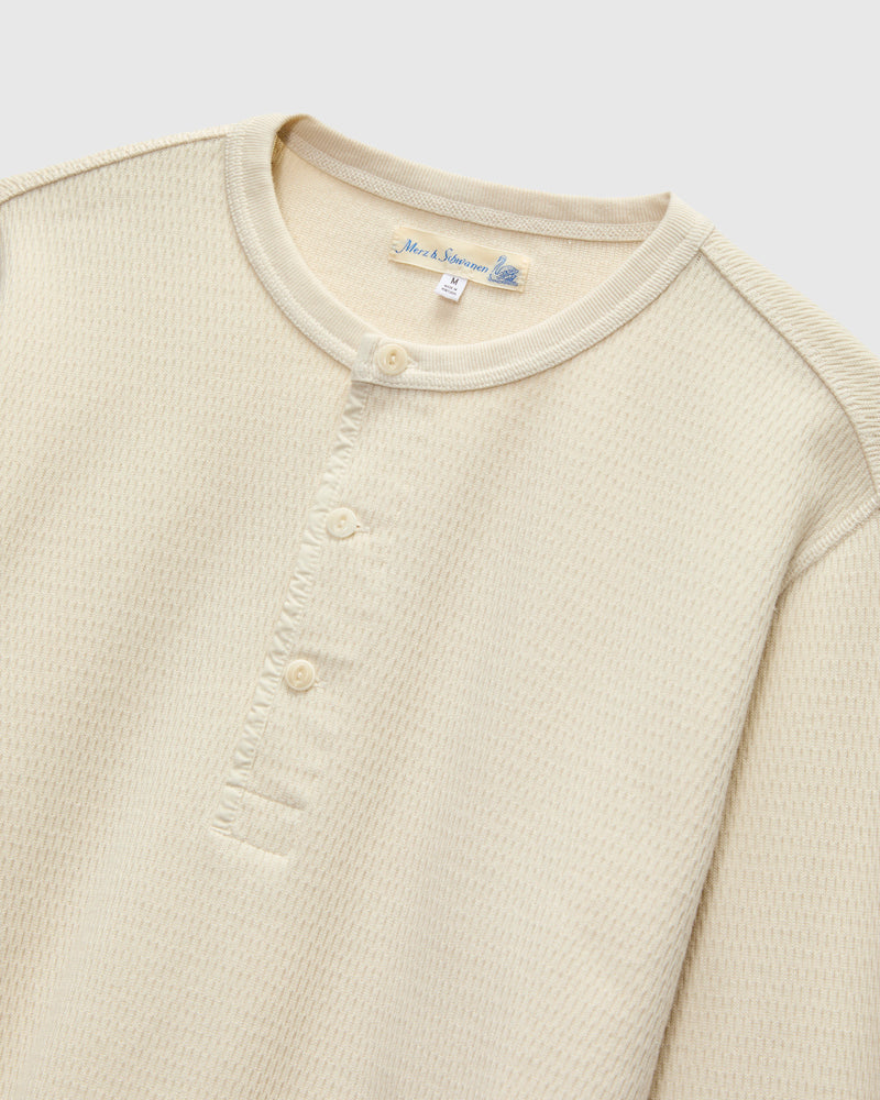 Diamond Thermal Long Sleeve Henley in Natural