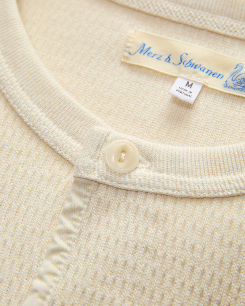 Diamond Thermal Long Sleeve Henley in Natural
