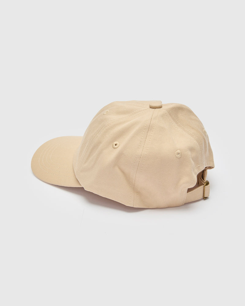 Swan Logo Cotton Twill Cap in Light Khaki Deep Blue