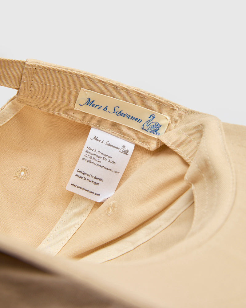 Swan Logo Cotton Twill Cap in Light Khaki Deep Blue