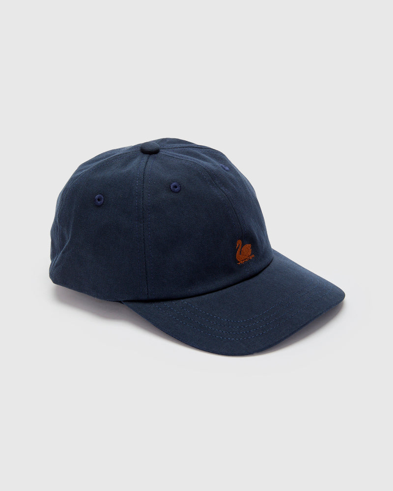 Swan Logo Cotton Twill Cap in Night Blue Nut