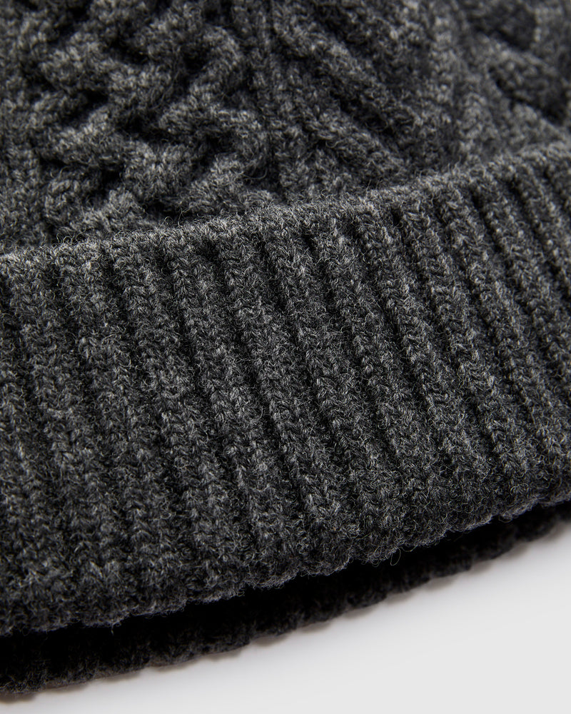 Aran Beanie in Charcoal Grey