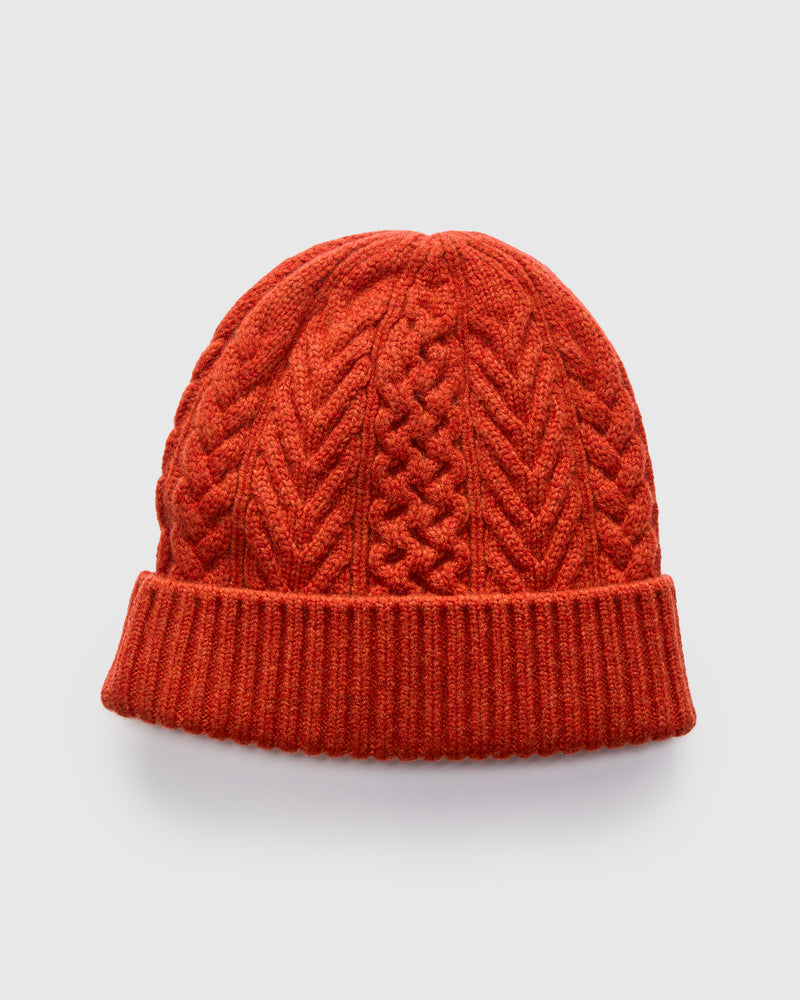 Aran Beanie in Orange