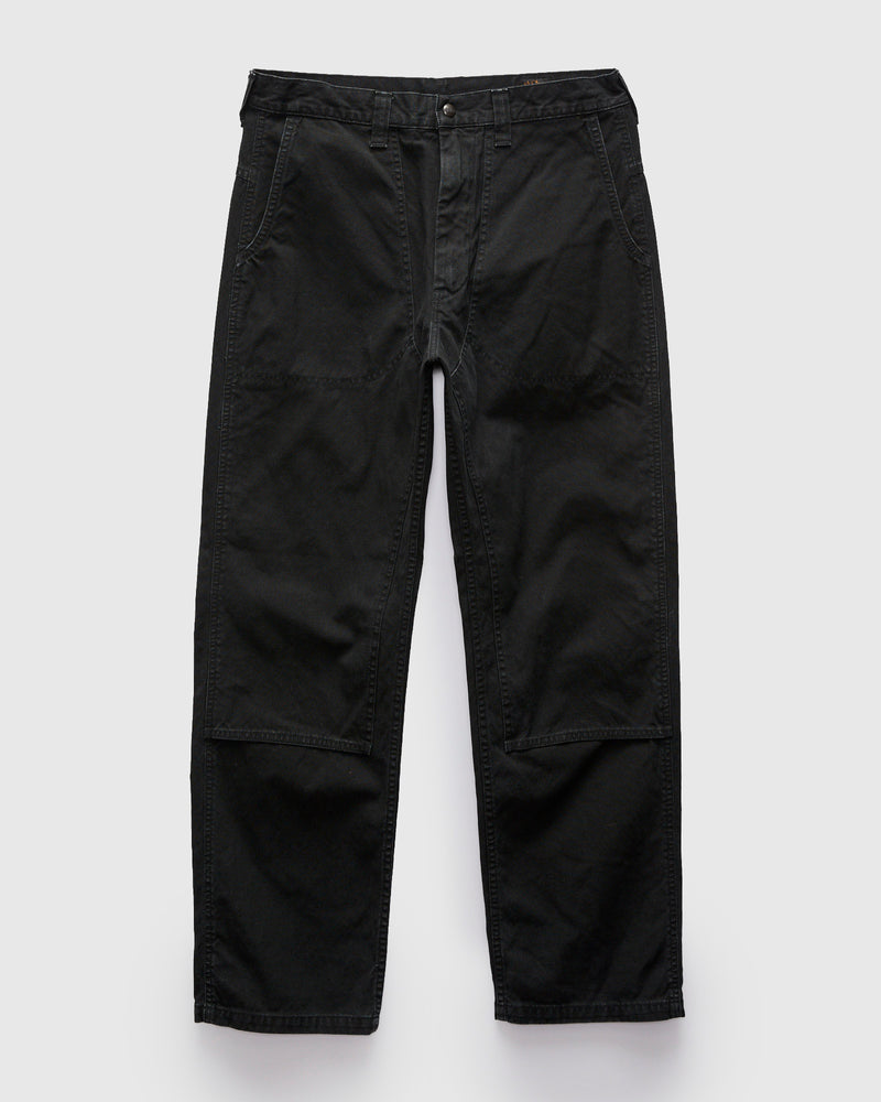 Double Knee Canvas Work Trousers in Black