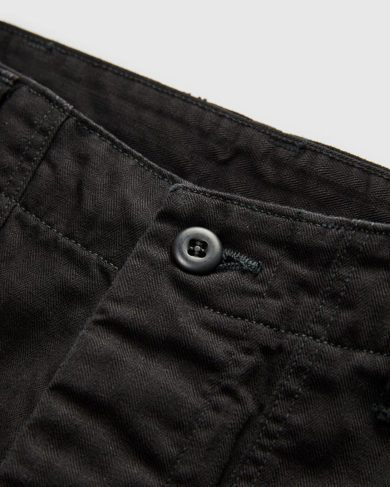 Vintage Fit Herringbone Fatigue Pants in Black