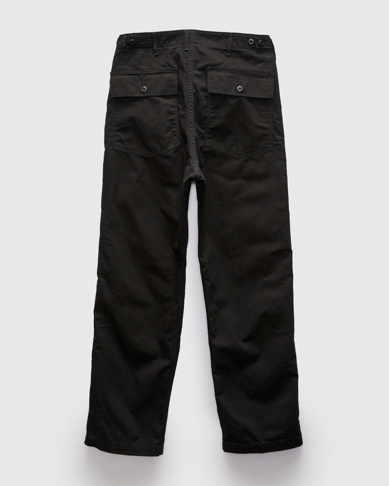 Vintage Fit Herringbone Fatigue Pants in Black