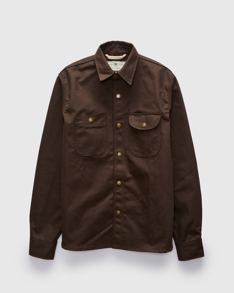 Canvas Selvedge Work Shirt in Dyed Brown