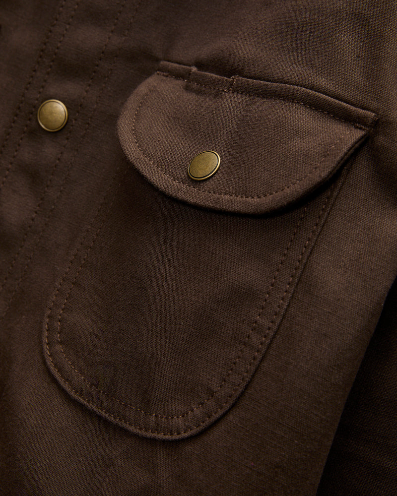 Canvas Selvedge Work Shirt in Dyed Brown