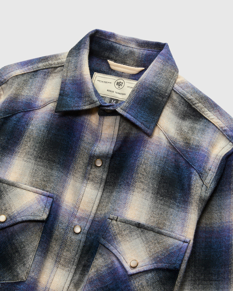 Western Shirt in Bluebell Brushed Plaid