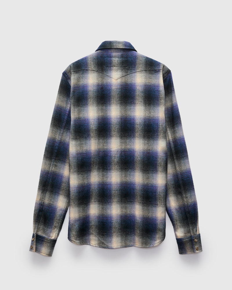 Western Shirt in Bluebell Brushed Plaid