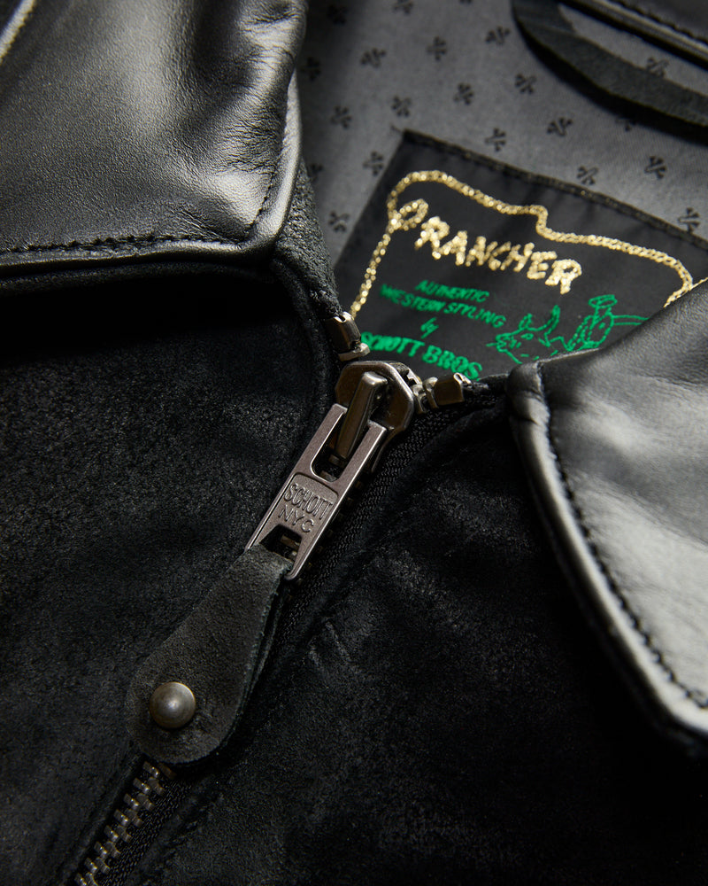 371 Sueded Cowhide Delivery Jacket in Black