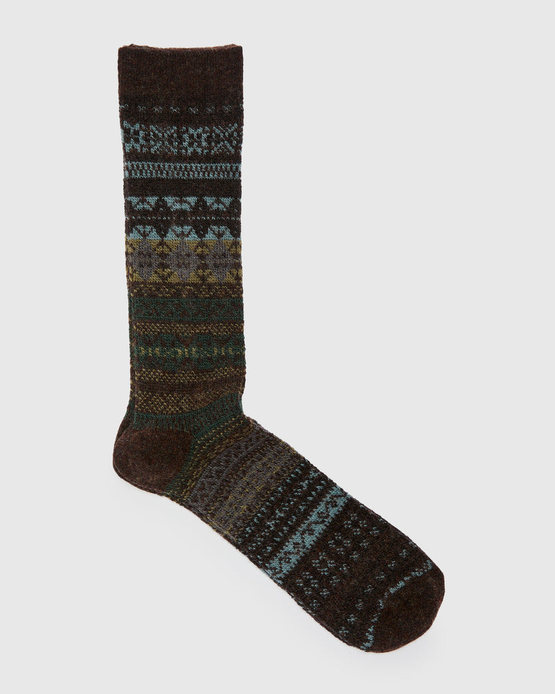 Light Shade Isle Crew Sock in Charcoal