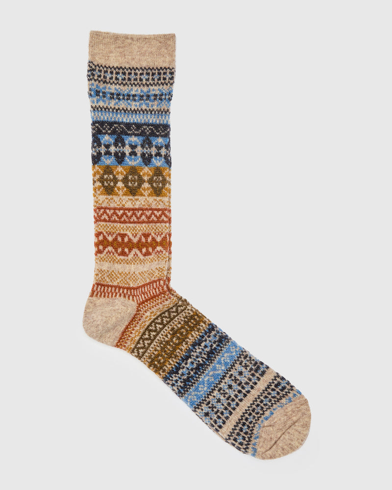 Light Shade Isle Crew Sock in Taupe