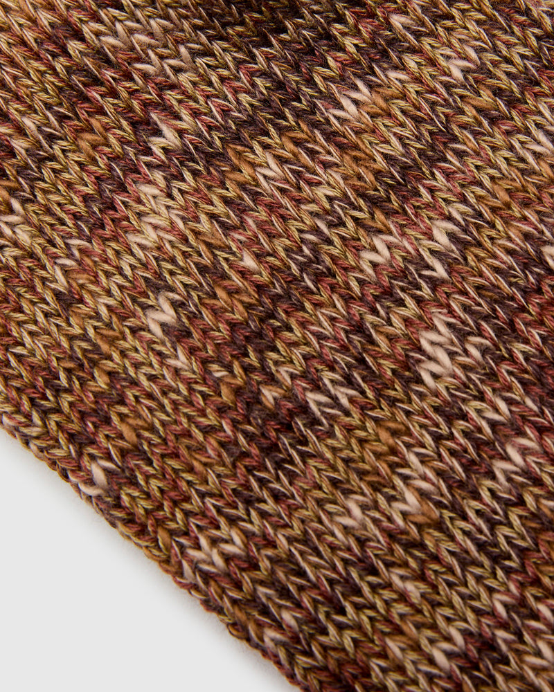 Mix Rug Yarn Crew Sock in Brown