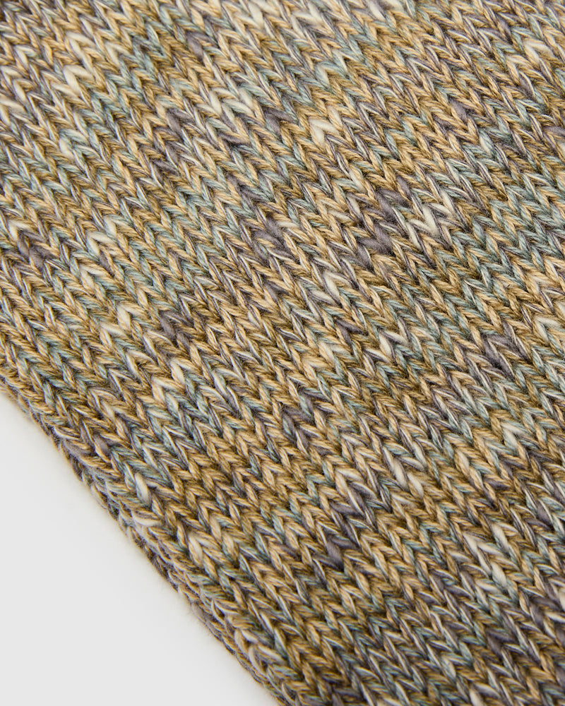 Mix Rug Yarn Crew Sock in Khaki