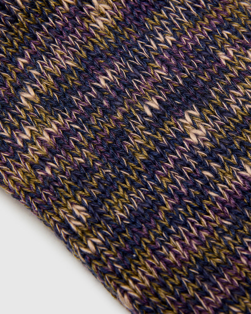 Mix Rug Yarn Crew Sock in Navy