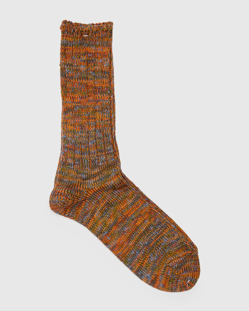 Mix Rug Yarn Crew Sock in Orange