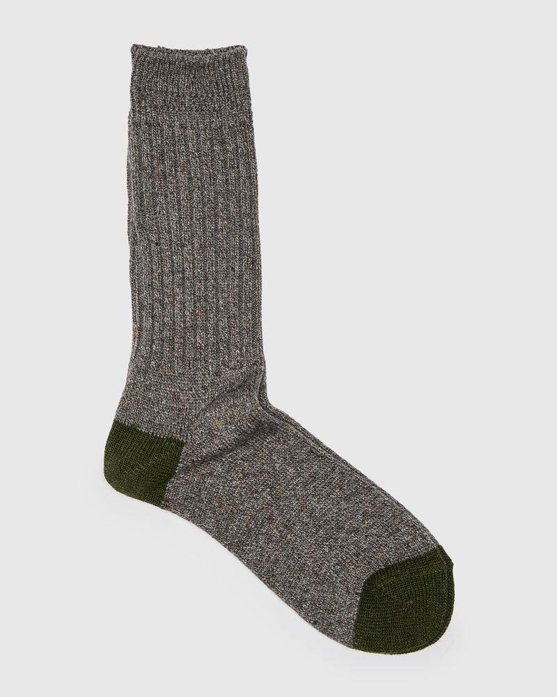Port Tweed Crew Sock in Grey