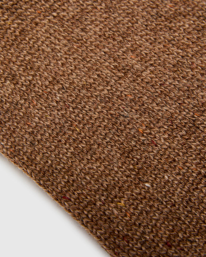 Port Tweed Crew Sock in Brown