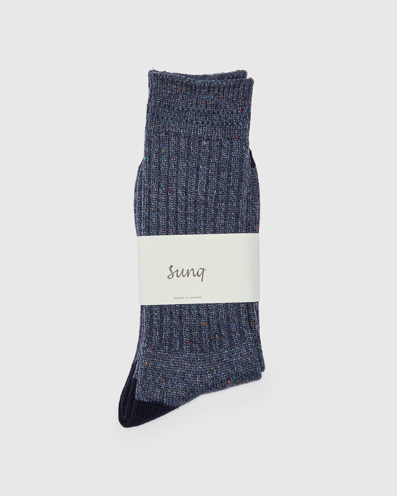 Port Tweed Crew Sock in Indigo