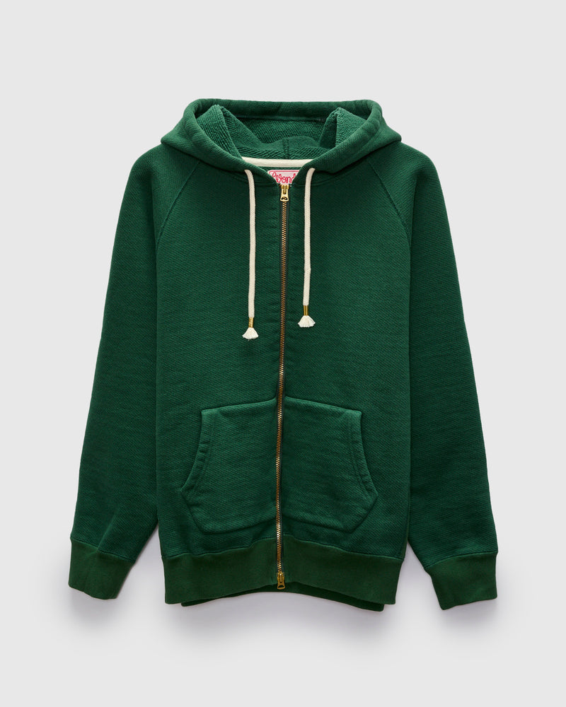 Double Heavyweight French Terry 25.8oz Zip Hoodie in Racing Green