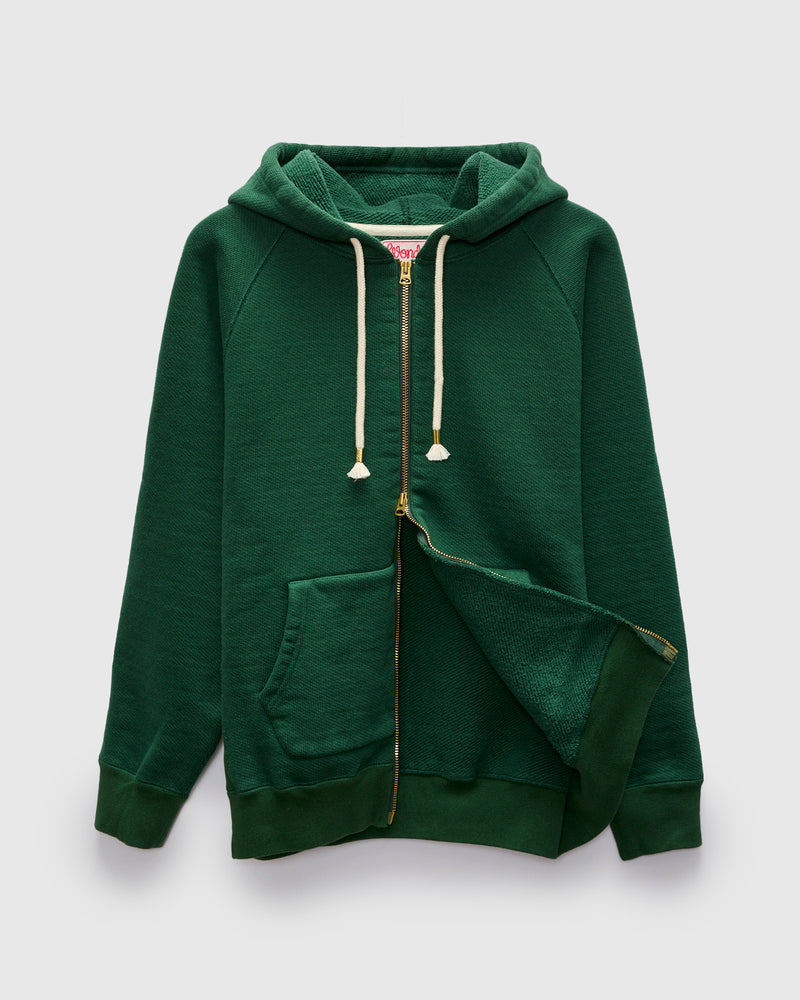 Double Heavyweight French Terry 25.8oz Zip Hoodie in Racing Green