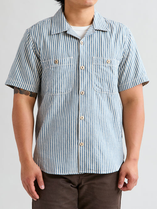 Dayton Short Sleeve Work Shirt in Marine Stripe
