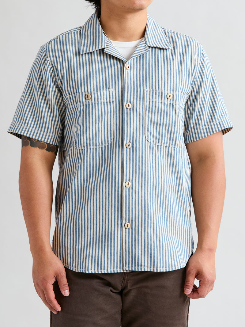 Dayton Short Sleeve Work Shirt in Marine Stripe