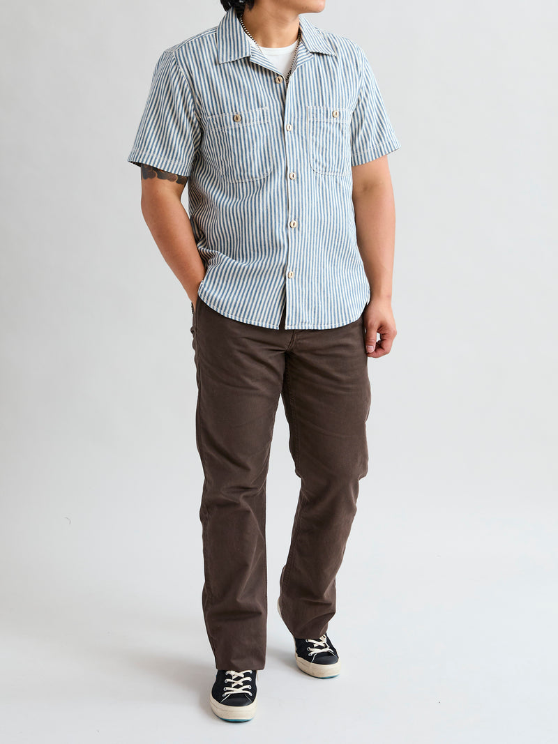 Dayton Short Sleeve Work Shirt in Marine Stripe