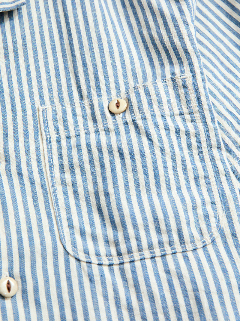 Dayton Short Sleeve Work Shirt in Marine Stripe