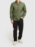 Twill Flannel Button-Down Shirt in Olive