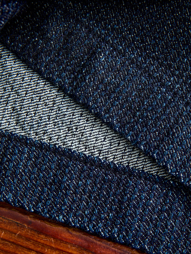 Jacquard Stitch Sashiko Shorts in Indigo