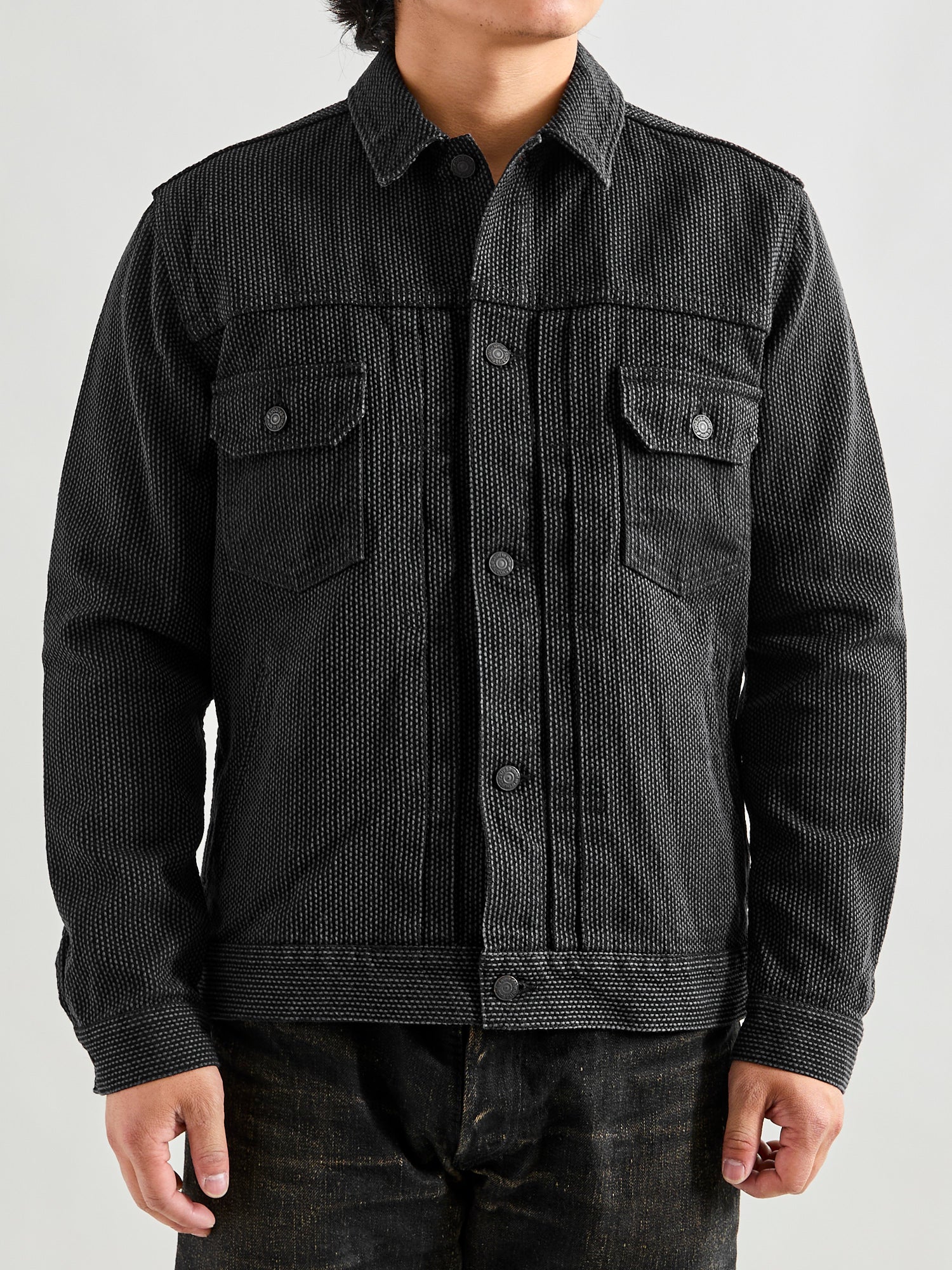 Sashiko Type-2 Jacket in Grey Black – Blue Owl Workshop