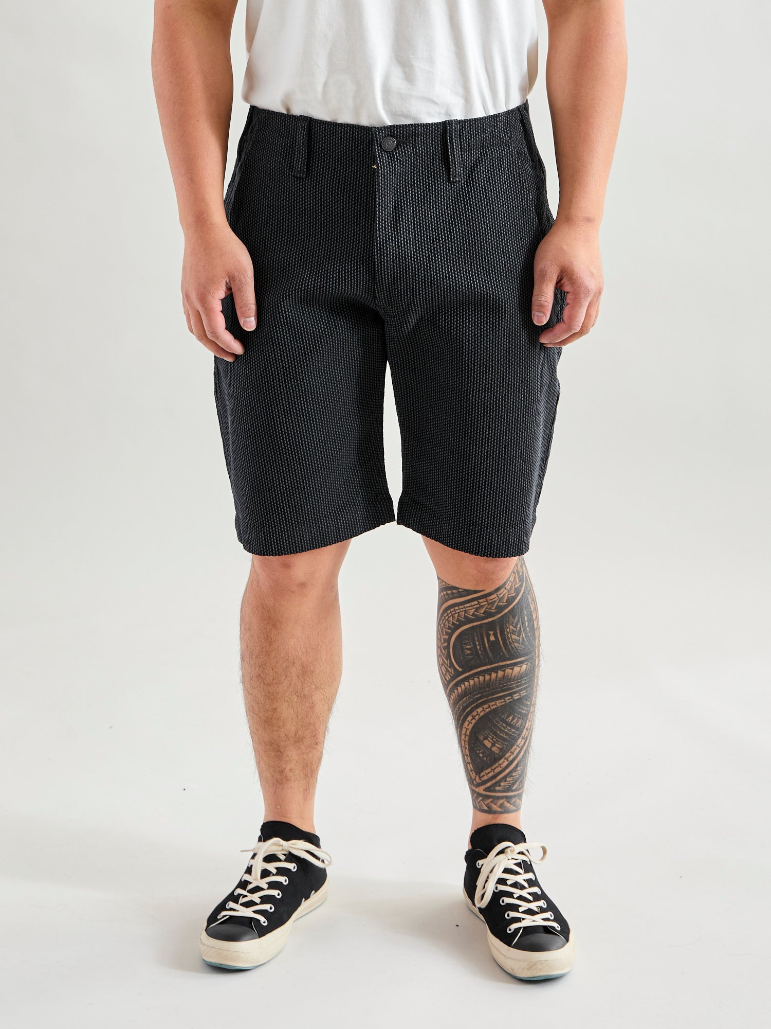 Jacquard Stitch Sashiko Shorts in Grey Black – Blue Owl Workshop