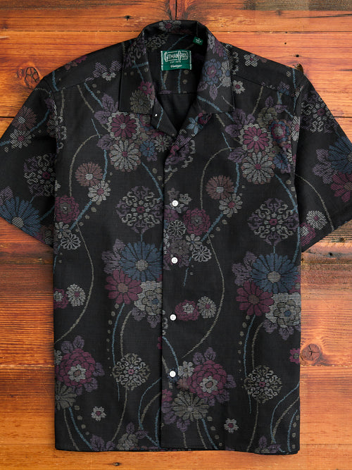 Bark Cloth Camp Shirt in Black Floral