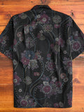 Bark Cloth Camp Shirt in Black Floral