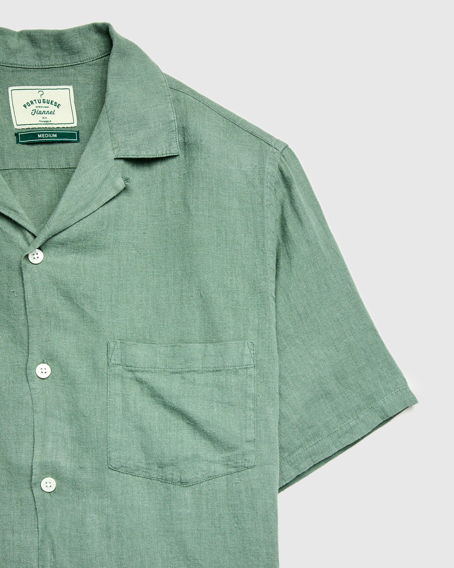 Linen Camp Collar Shirt in Dry Green – Blue Owl Workshop