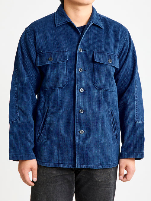 "Kasezome" Sashiko Utility Shirt in Indigo