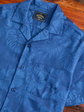 Island Jacquard Flowers Button-Up Shirt in Blue