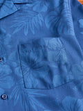 Island Jacquard Flowers Button-Up Shirt in Blue