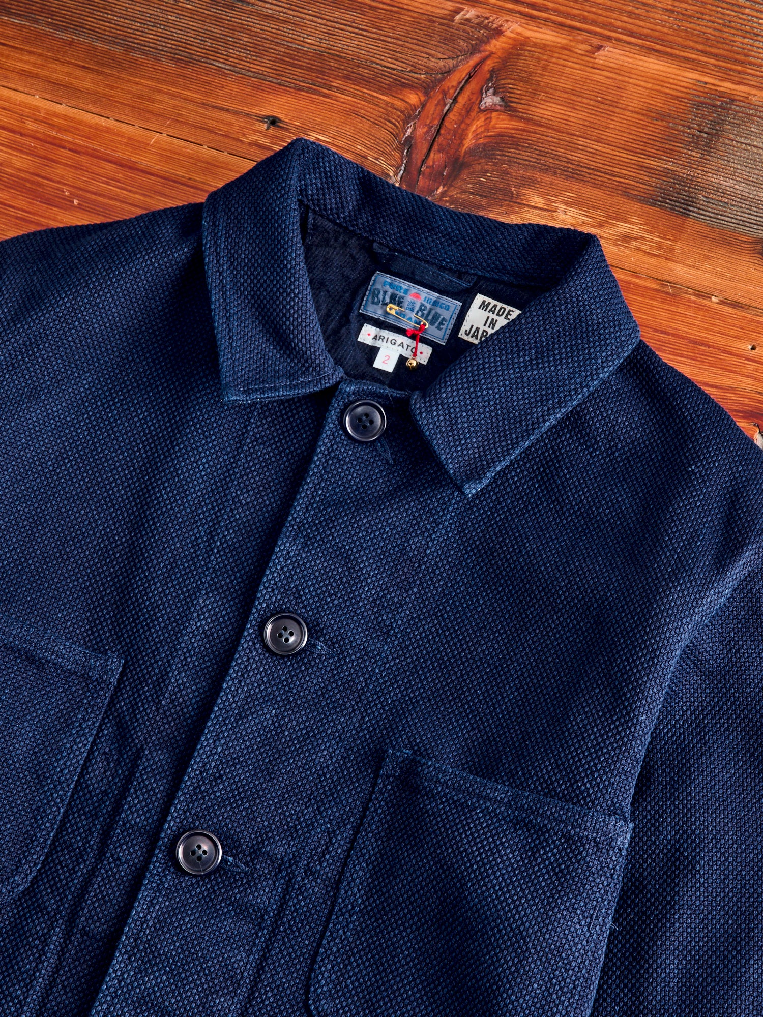Double Cloth Sashiko Coverall Jacket in Hand Dyed Indigo – Blue