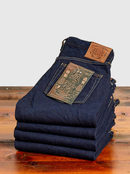 D1879S "Natural Indigo x Kakishibu" 15oz Aishibuzome Dyed Selvedge Jeans - Regular Straight Fit