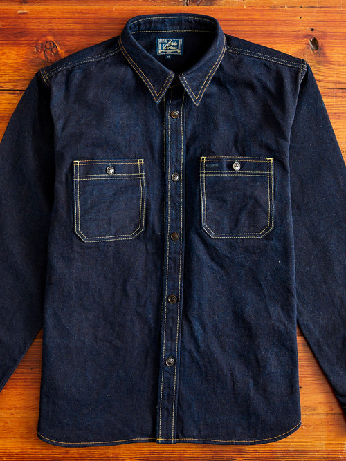 Aishibuzome Selvedge Denim Work Shirt in Indigo