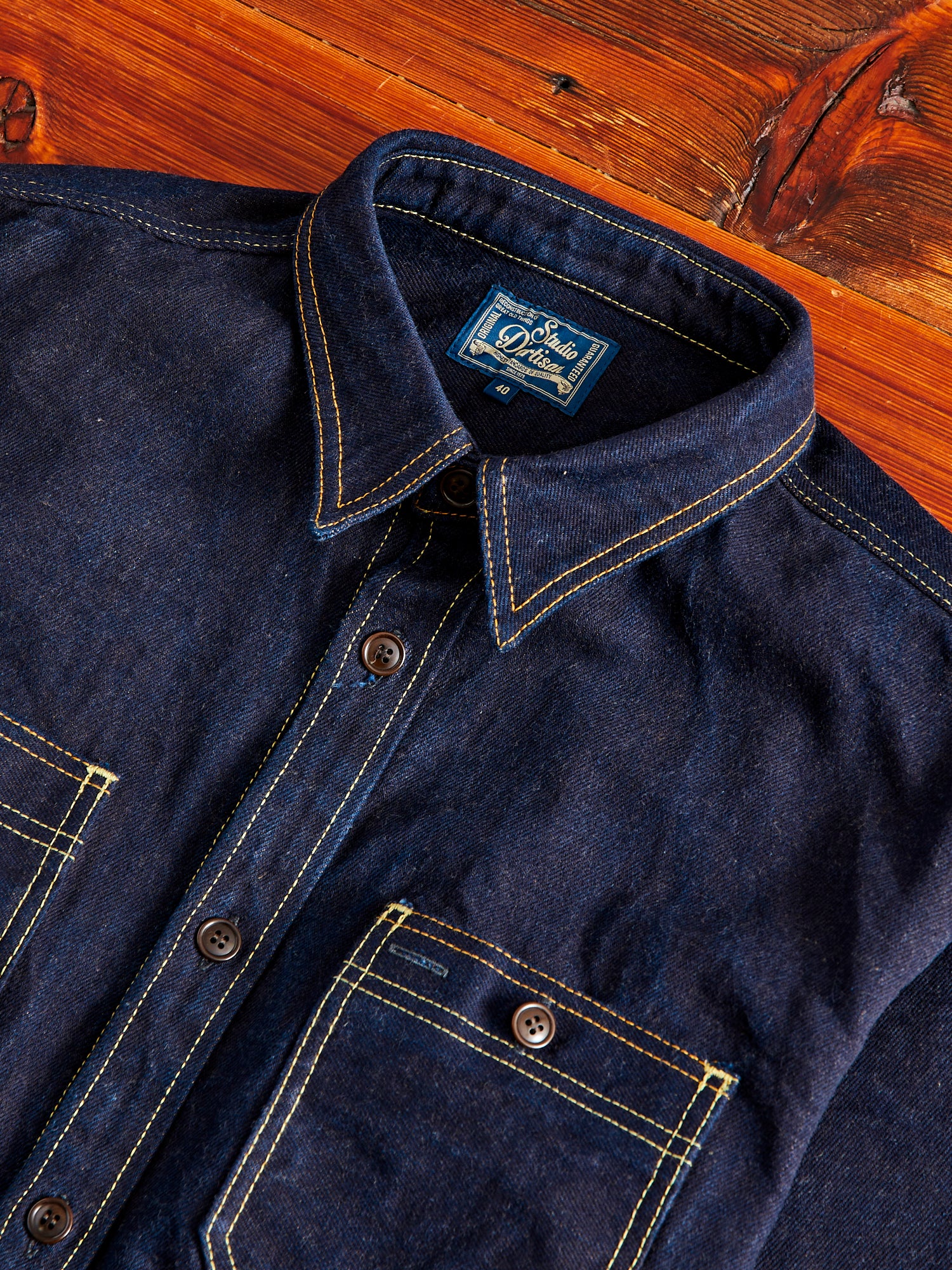 Aishibuzome Selvedge Denim Work Shirt in Indigo – Blue Owl Workshop
