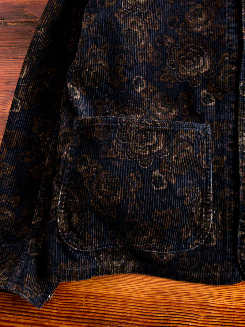 8W Printed Corduroy Engineer Jacket in Black