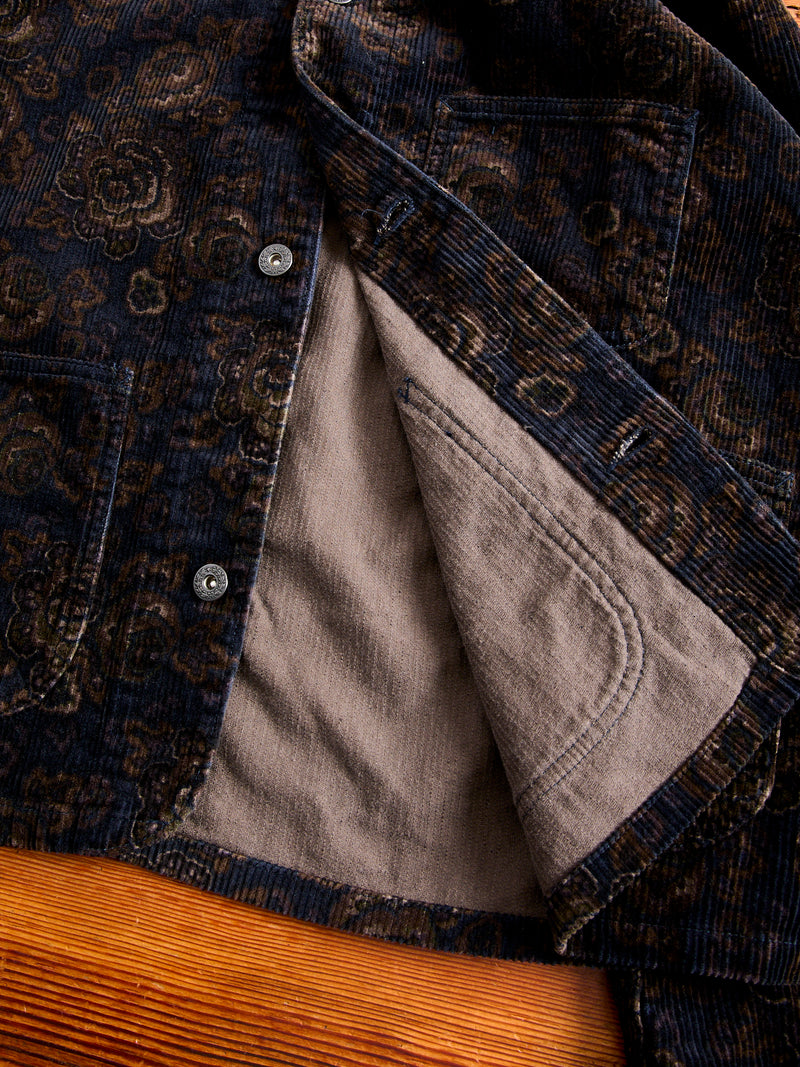 8W Printed Corduroy Engineer Jacket in Black