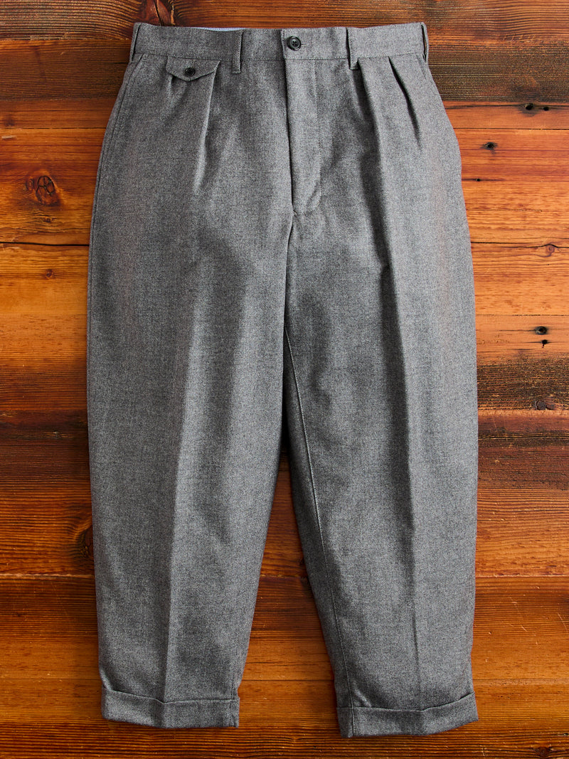 2-Pleat Flannel Trousers in Grey Blue Owl Workshop 2-Pleat Flannel Trousers in Grey Blue Owl Workshop
