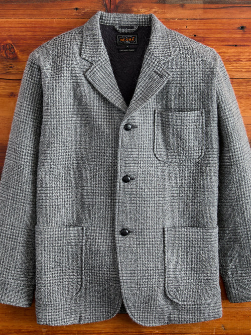 4B Cuffs Alpaca Tweed Jacket in Grey Glen Check