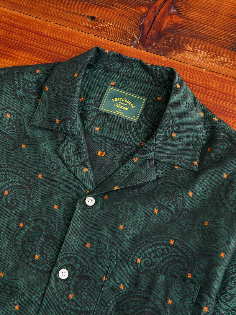 Paisley Jacquard Button-Up Shirt in Green Blue Owl Workshop Paisley Jacquard Button-Up Shirt in Green Blue Owl Workshop