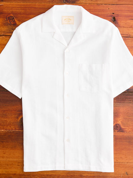 Pique Button-Up Shirt in White